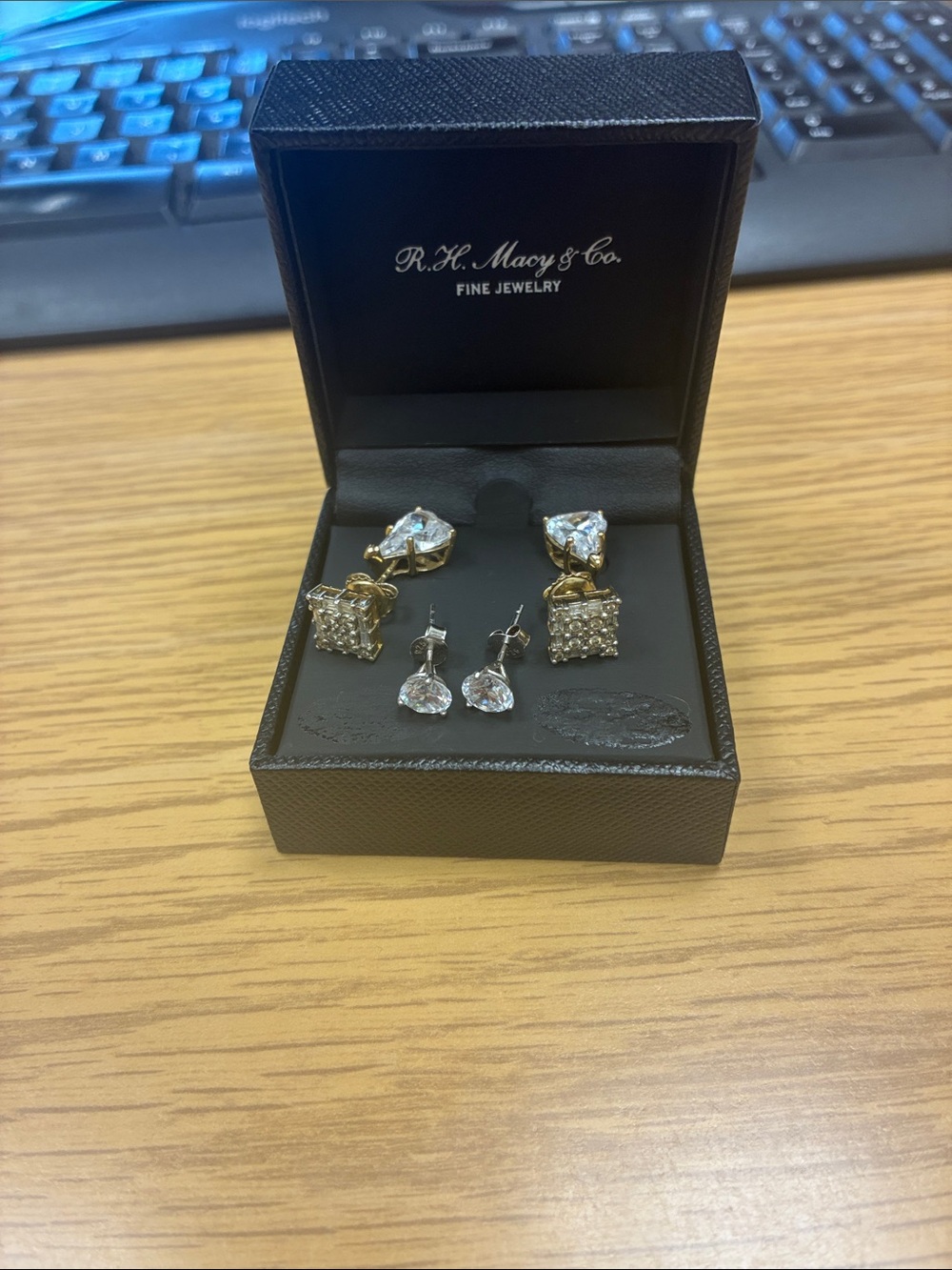 Gold and Silver Cubic Zirconia Earring Set